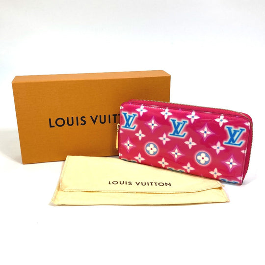 LOUIS VUITTON Long Wallet Purse M81154 Monogram Vernis pink Monogram Vernis Zippy wallet Women Used Authentic