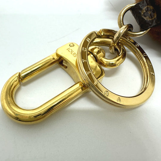 LOUIS VUITTON key ring M69854 mohair Brown Porto Cle LV Teddy Bear