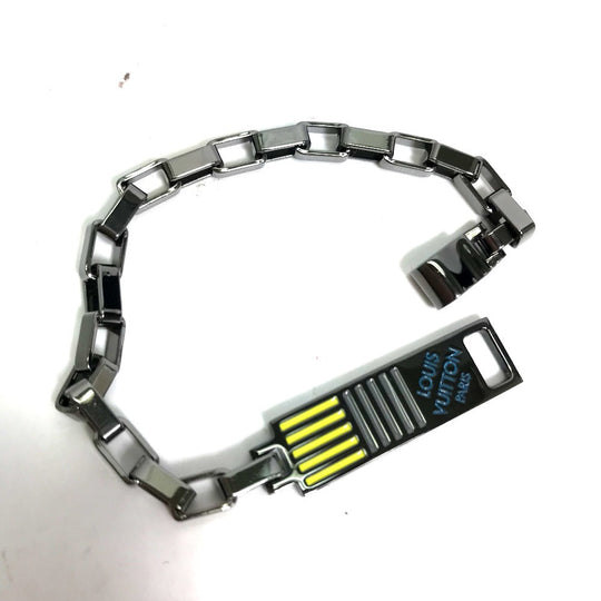 LOUIS VUITTON bracelet MP2226 metal Silver Accessories Damier colors logo mens Used Authentic