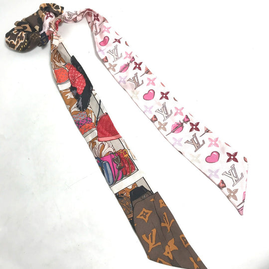 LOUIS VUITTON hair accessory M76741 silk pink ribbon ribbon heart Be Mindful Women Used Authentic