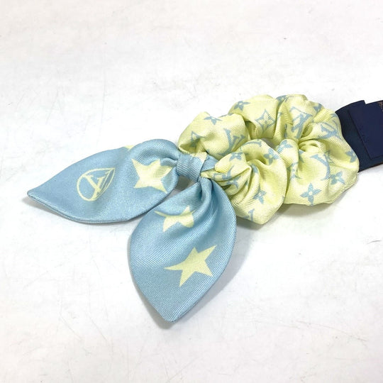 LOUIS VUITTON hair accessory M77798 silk yellow 1 point only Monogram Star Scrunchie Summer Hair Women Used Authentic