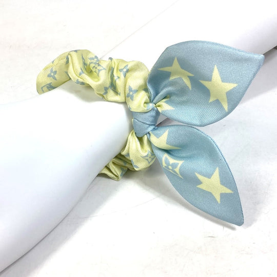 LOUIS VUITTON hair accessory M77798 silk yellow 1 point only Monogram Star Scrunchie Summer Hair Women Used Authentic