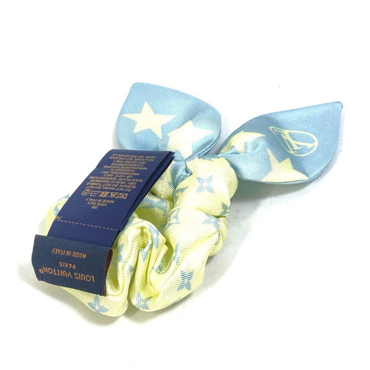 LOUIS VUITTON hair accessory M77798 silk yellow 1 point only Monogram Star Scrunchie Summer Hair Women Used Authentic