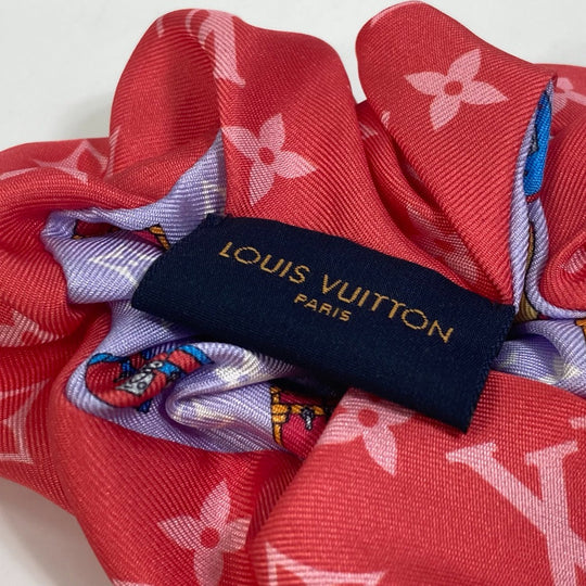 LOUIS VUITTON hair accessory M77692 silk multicolor only one scrunchie set minimal Women Used Authentic