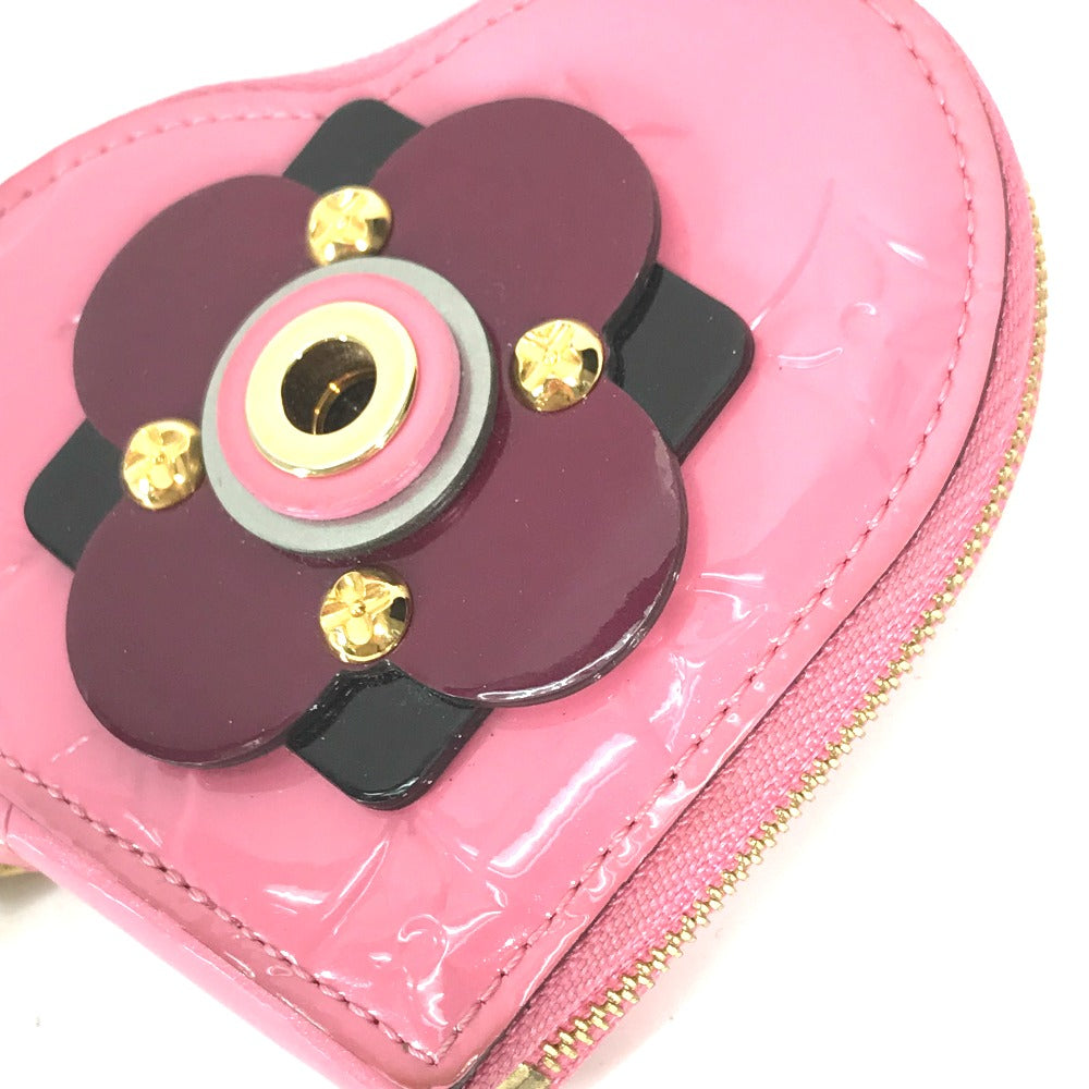 LOUIS VUITTON Coin case M90496  Monogram Vernis pink Monogram Vernis Porto Monecourt Heart Women Used Authentic