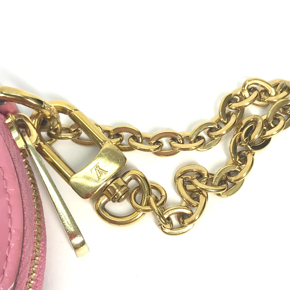 LOUIS VUITTON Coin case M90496  Monogram Vernis pink Monogram Vernis Porto Monecourt Heart Women Used Authentic