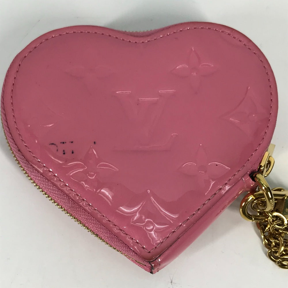LOUIS VUITTON Coin case M90496  Monogram Vernis pink Monogram Vernis Porto Monecourt Heart Women Used Authentic