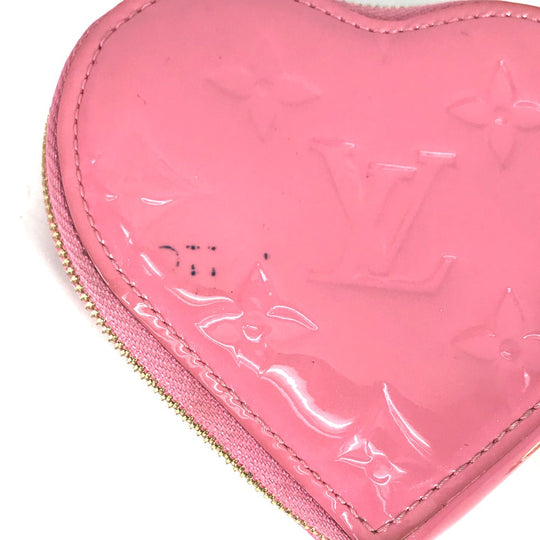 LOUIS VUITTON Coin case M90496  Monogram Vernis pink Monogram Vernis Porto Monecourt Heart Women Used Authentic