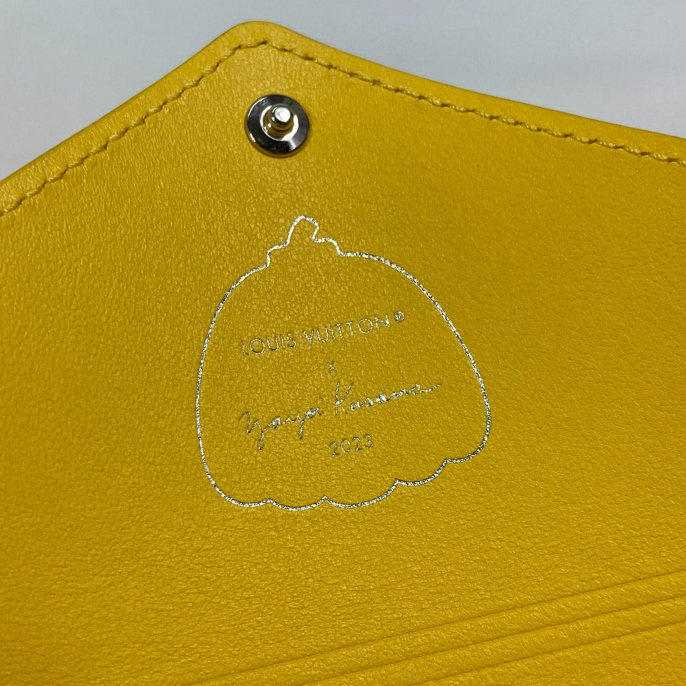 LOUIS VUITTON Pouch M81959 leather Yellow x black yellow leather dots only Yayoi Kusama LV x YK Pochette Kirigami Women Used Authentic