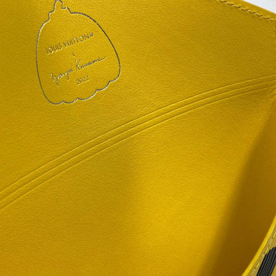 LOUIS VUITTON Pouch M81959 leather Yellow x black yellow leather dots only Yayoi Kusama LV x YK Pochette Kirigami Women Used Authentic