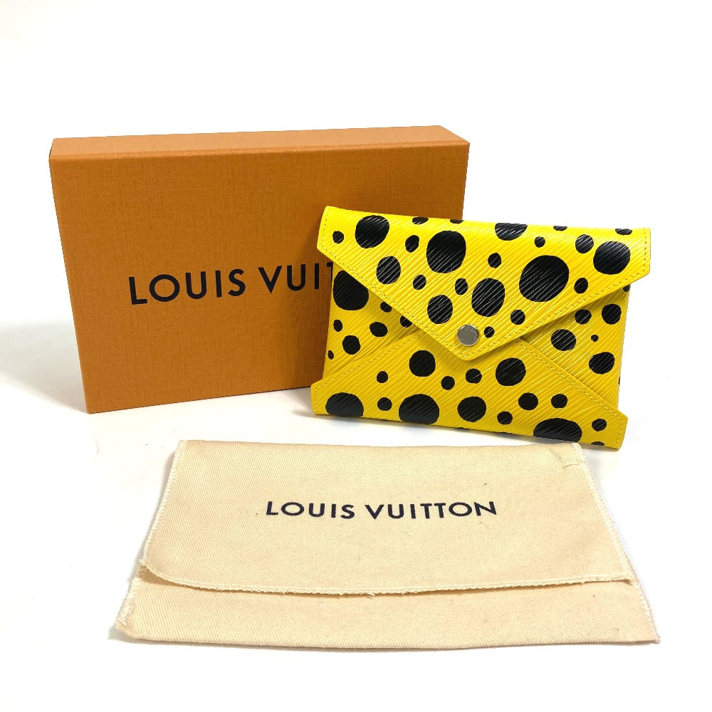 LOUIS VUITTON Pouch M81959 leather Yellow x black yellow leather dots only Yayoi Kusama LV x YK Pochette Kirigami Women Used Authentic