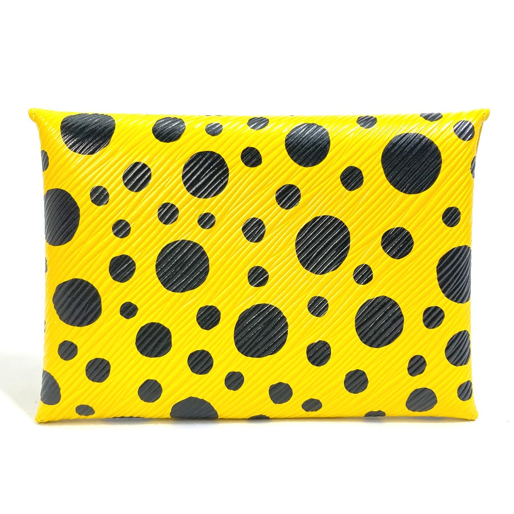 LOUIS VUITTON Pouch M81959 leather Yellow x black yellow leather dots only Yayoi Kusama LV x YK Pochette Kirigami Women Used Authentic
