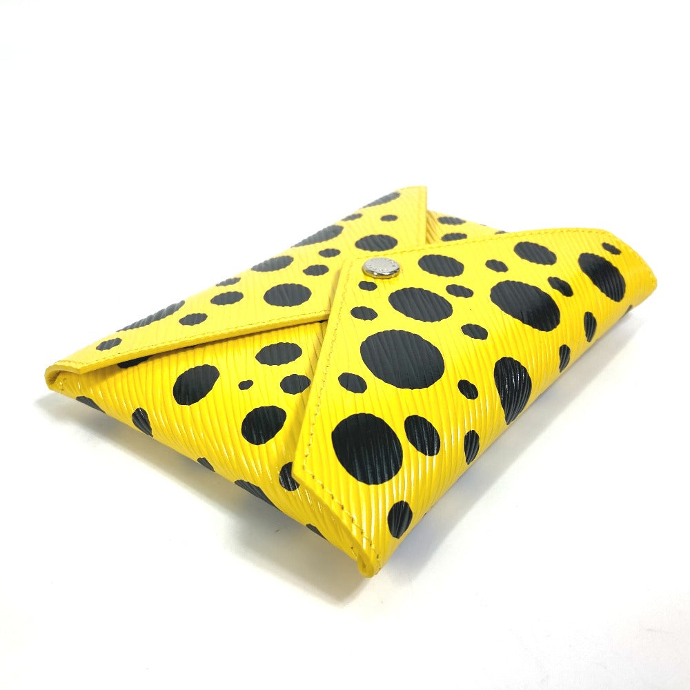 LOUIS VUITTON Pouch M81959 leather Yellow x black yellow leather dots only Yayoi Kusama LV x YK Pochette Kirigami Women Used Authentic