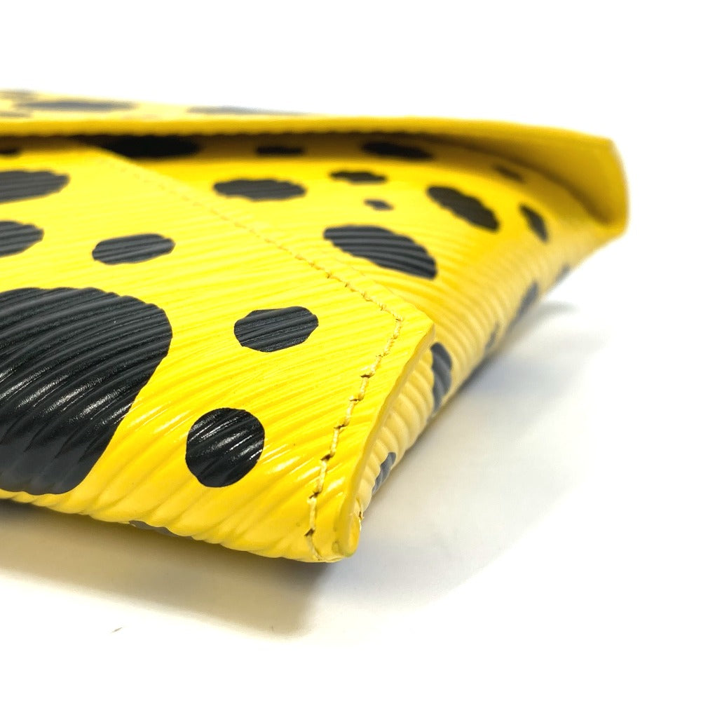 LOUIS VUITTON Pouch M81959 leather Yellow x black yellow leather dots only Yayoi Kusama LV x YK Pochette Kirigami Women Used Authentic
