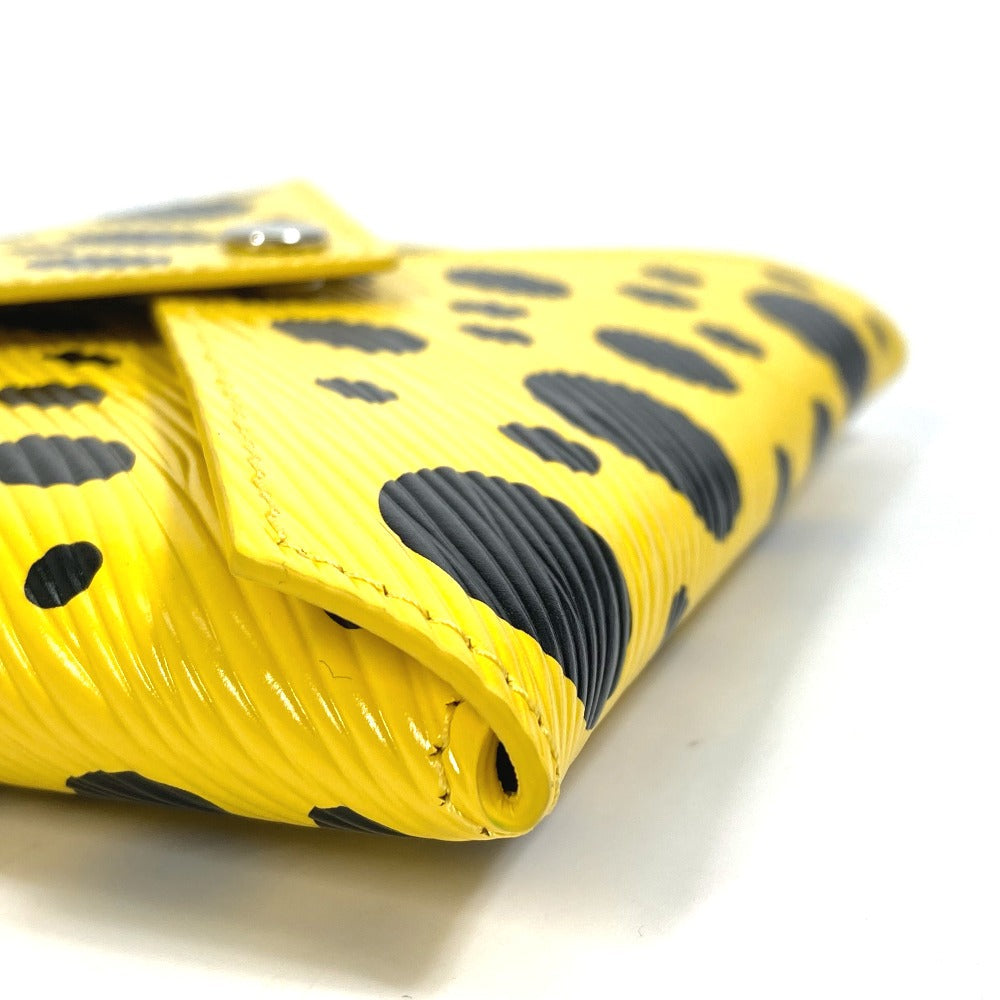 LOUIS VUITTON Pouch M81959 leather Yellow x black yellow leather dots only Yayoi Kusama LV x YK Pochette Kirigami Women Used Authentic