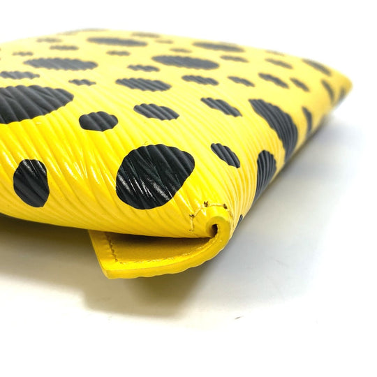 LOUIS VUITTON Pouch M81959 leather Yellow x black yellow leather dots only Yayoi Kusama LV x YK Pochette Kirigami Women Used Authentic