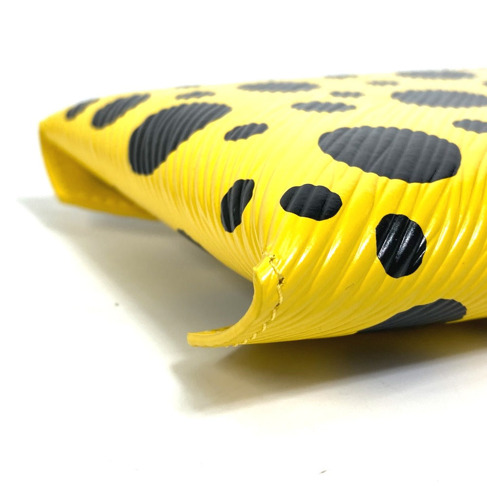 LOUIS VUITTON Pouch M81959 leather Yellow x black yellow leather dots only Yayoi Kusama LV x YK Pochette Kirigami Women Used Authentic