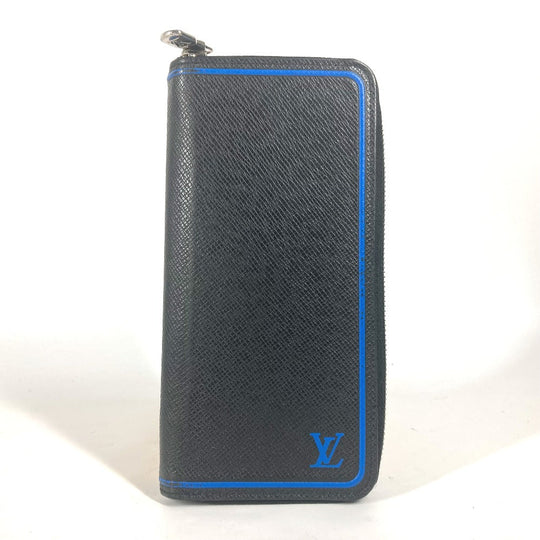 LOUIS VUITTON Long Wallet Purse M30070 Taiga Leather black Taiga bicolor Zippy Wallet Vertical mens Used Authentic