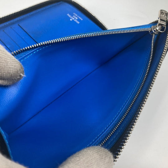 LOUIS VUITTON Long Wallet Purse M30070 Taiga Leather black Taiga bicolor Zippy Wallet Vertical mens Used Authentic