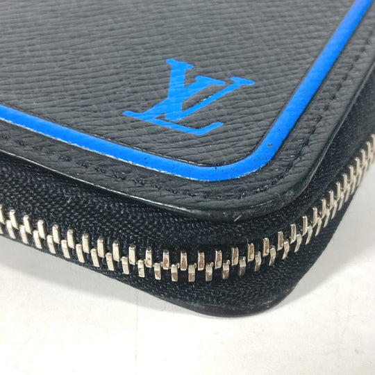 LOUIS VUITTON Long Wallet Purse M30070 Taiga Leather black Taiga bicolor Zippy Wallet Vertical mens Used Authentic