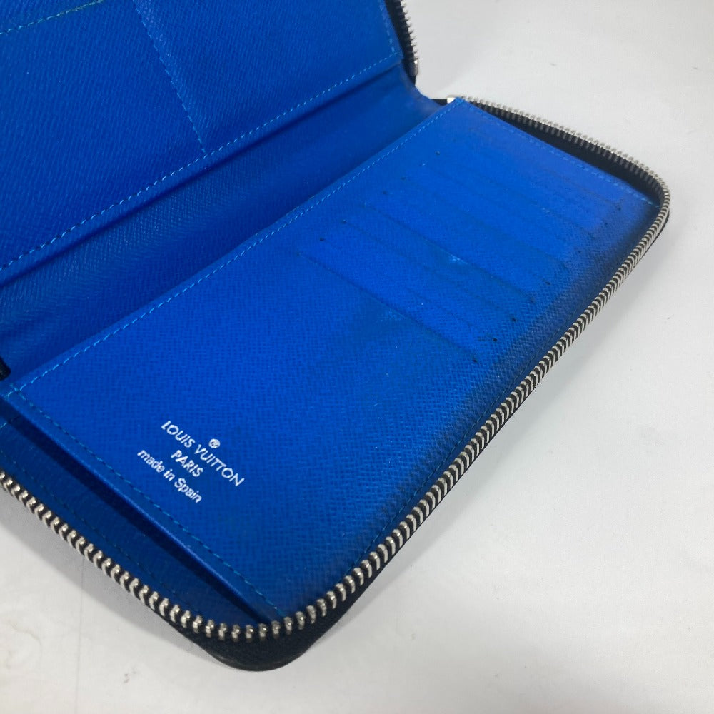 LOUIS VUITTON Long Wallet Purse M30070 Taiga Leather black Taiga bicolor Zippy Wallet Vertical mens Used Authentic