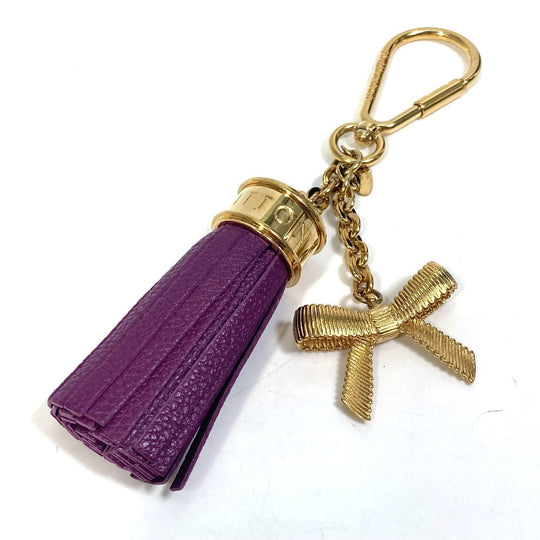 LOUIS VUITTON key ring M65124  leather purple Tassel ribbon Key ring Women Used Authentic