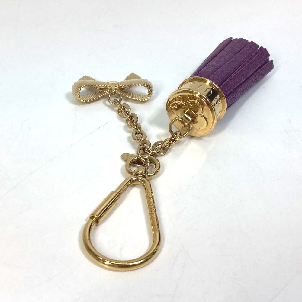 LOUIS VUITTON key ring M65124  leather purple Tassel ribbon Key ring Women Used Authentic