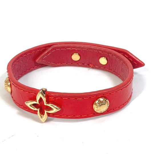 LOUIS VUITTON bracelet M6535 leather Red Monogram flower Women 17 Used Authentic
