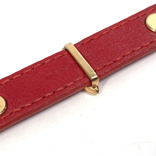 LOUIS VUITTON bracelet M6535 leather Red Monogram flower Women 17 Used Authentic