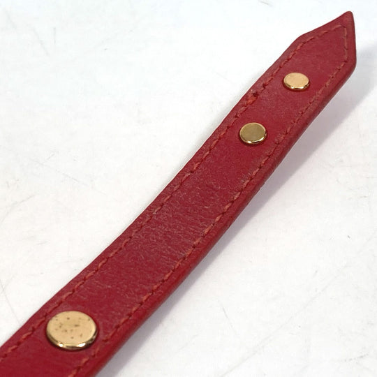 LOUIS VUITTON bracelet M6535 leather Red Monogram flower Women 17 Used Authentic
