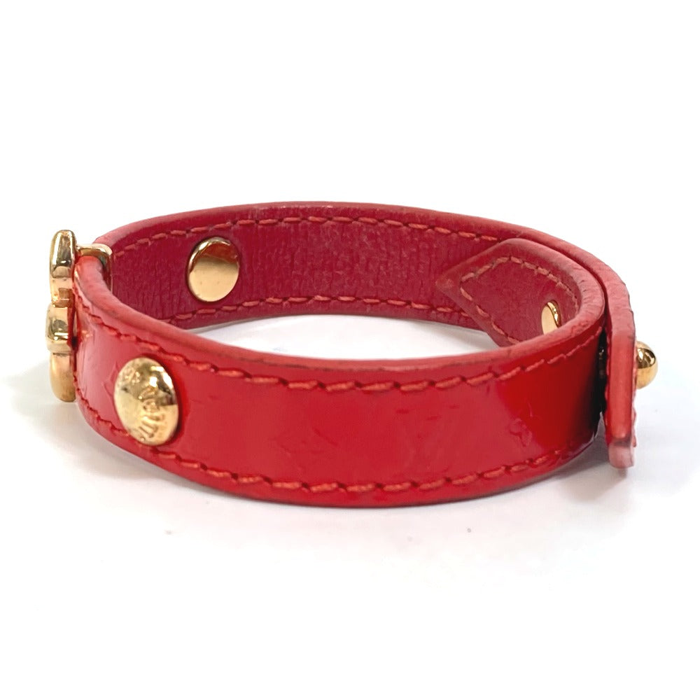 LOUIS VUITTON bracelet M6535 leather Red Monogram flower Women 17 Used Authentic