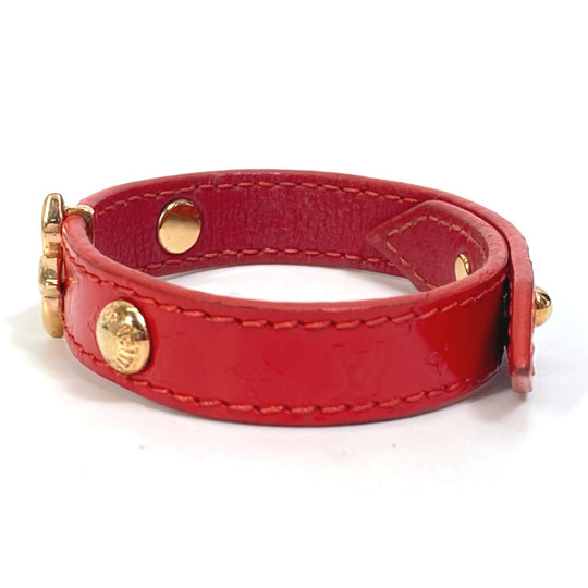 LOUIS VUITTON bracelet M6535 leather Red Monogram flower Women 17 Used Authentic