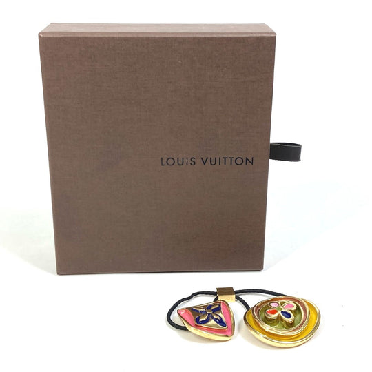 LOUIS VUITTON Hair rubber M65351 metal gold Monogram Elasticity knife Women Used Authentic