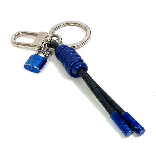 LOUIS VUITTON key ring M61713 leather blue Porto Crenot Rock mens Used Authentic