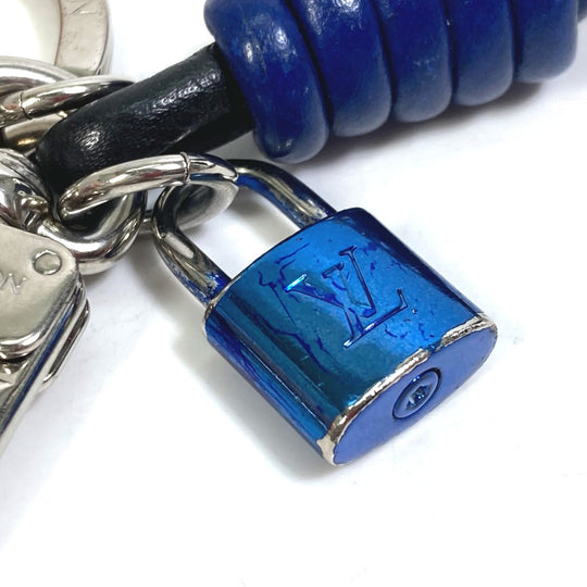 LOUIS VUITTON key ring M61713 leather blue Porto Crenot Rock mens Used Authentic