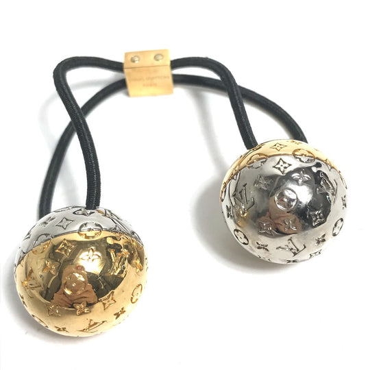 LOUIS VUITTON Hair rubber M80266 metal gold Chou Chou Planet LV Women Used Authentic