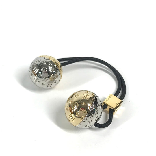 LOUIS VUITTON Hair rubber M80266 metal gold Scrunchie Nanogram Planet LV Women Used Authentic