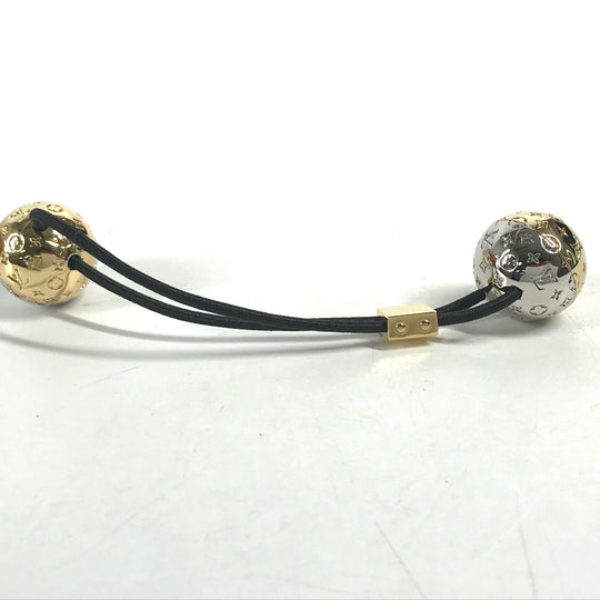 LOUIS VUITTON Hair rubber M80266 metal gold Scrunchie Nanogram Planet LV Women Used Authentic