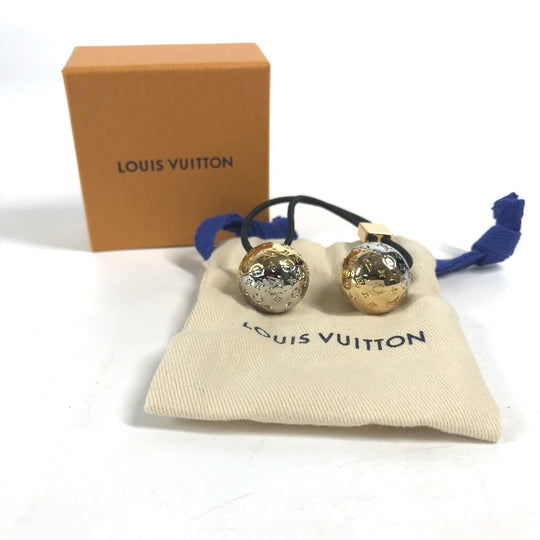 LOUIS VUITTON Hair rubber M80266 metal gold Scrunchie Nanogram Planet LV Women Used Authentic