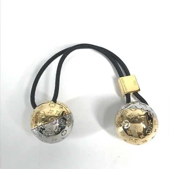 LOUIS VUITTON Hair rubber M80266 metal gold Scrunchie Nanogram Planet LV Women Used Authentic
