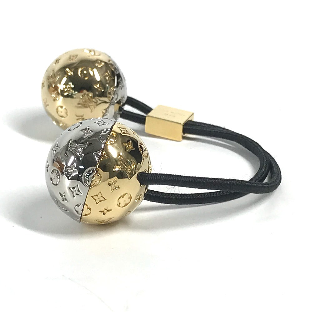 LOUIS VUITTON Hair rubber M80266 metal gold Scrunchie Nanogram Planet LV Women Used Authentic