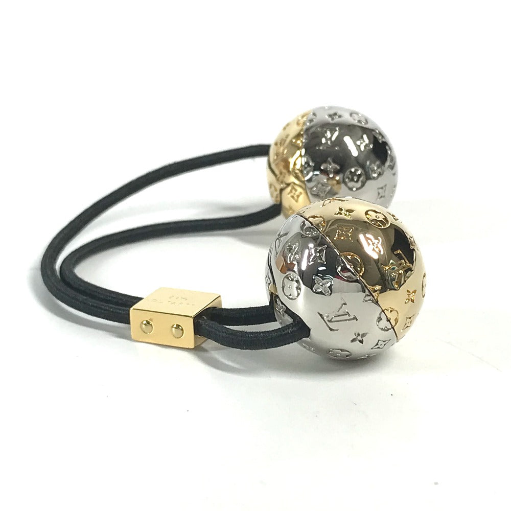 LOUIS VUITTON Hair rubber M80266 metal gold Scrunchie Nanogram Planet LV Women Used Authentic