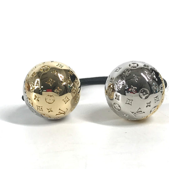 LOUIS VUITTON Hair rubber M80266 metal gold Scrunchie Nanogram Planet LV Women Used Authentic