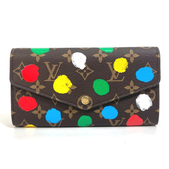 LOUIS VUITTON Long Wallet Purse M81980 Monogram canvas Brown LVxYK Yayoi Kusama Monogram Portefeuille Sarah NM Women Used Authentic
