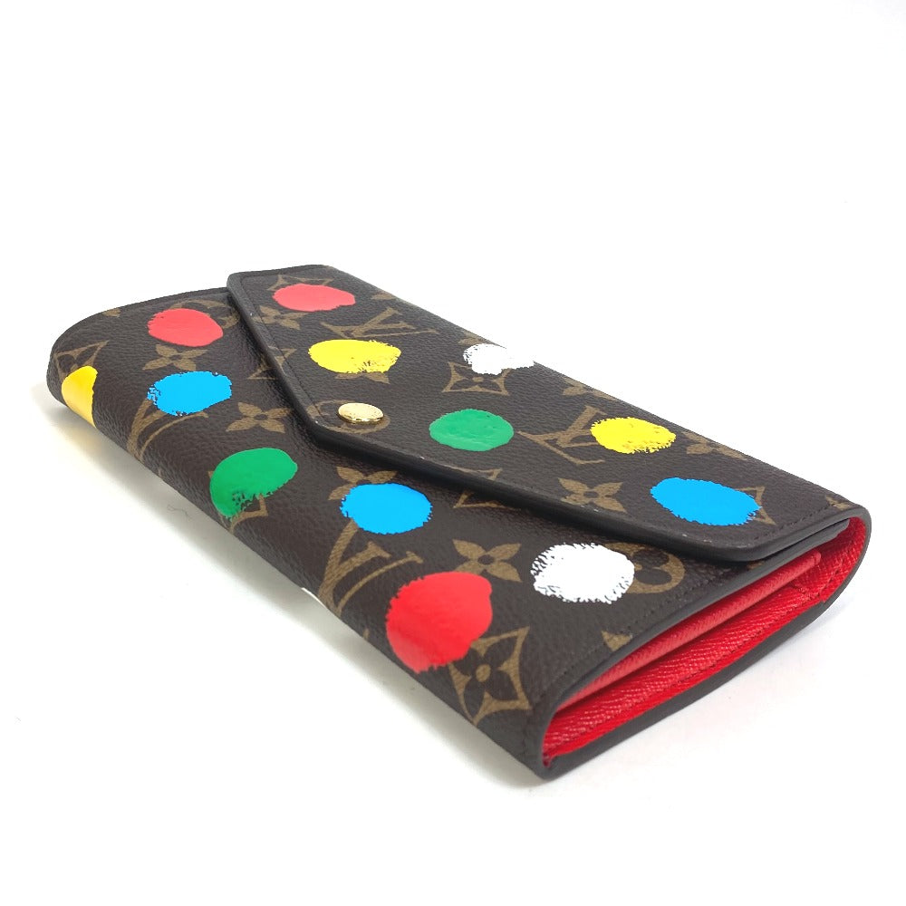 LOUIS VUITTON Long Wallet Purse M81980 Monogram canvas Brown LVxYK Yayoi Kusama Monogram Portefeuille Sarah NM Women Used Authentic