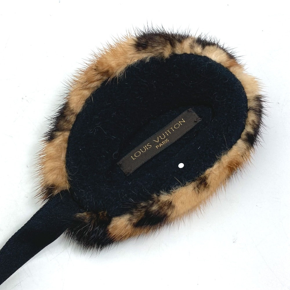 LOUIS VUITTON Earmuff fur Brown Leopard Pattern Leopard Women Used Authentic