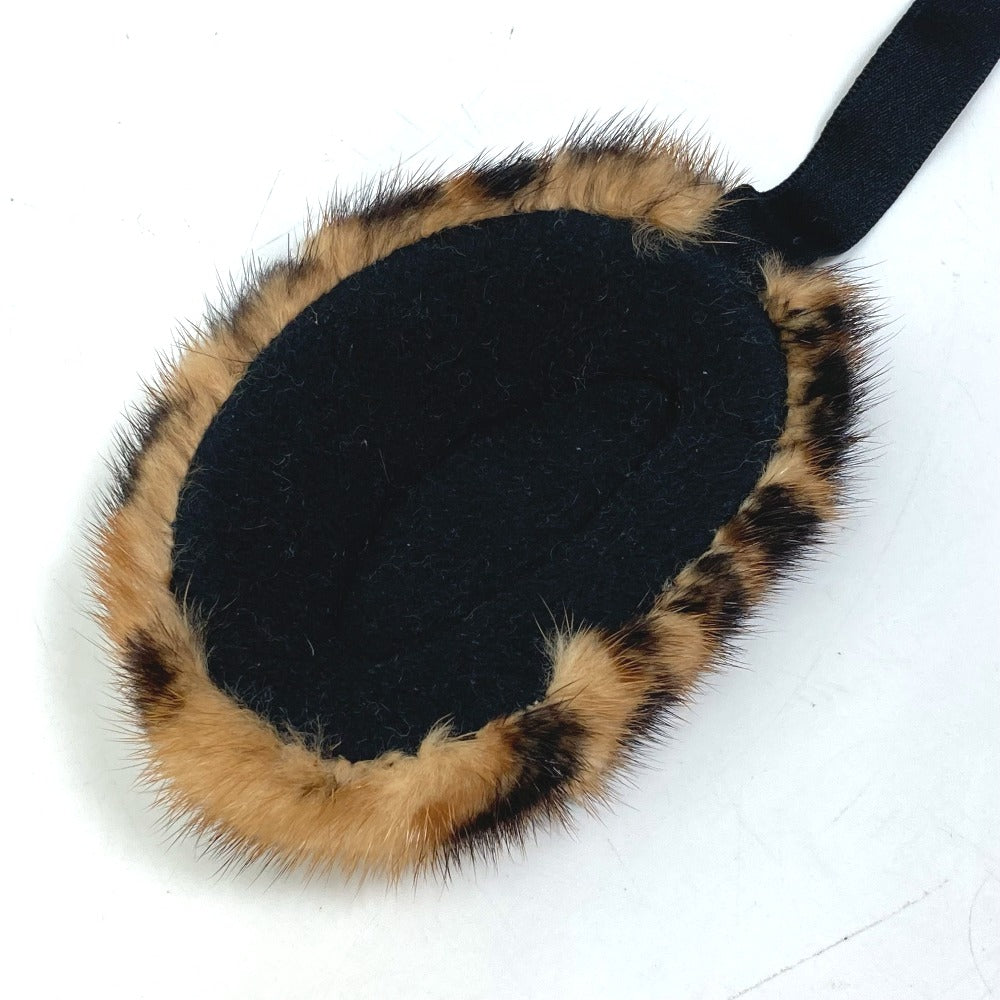 LOUIS VUITTON Earmuff fur Brown Leopard Pattern Leopard Women Used Authentic