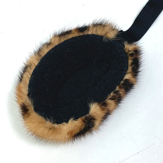 LOUIS VUITTON Earmuff fur Brown Leopard Pattern Leopard Women Used Authentic