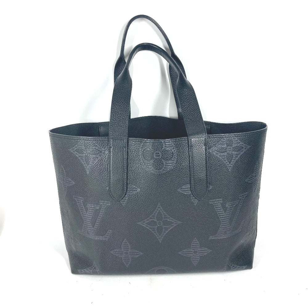 LOUIS VUITTON Shoulder Bag M57290 leather black Monogram Giant Shadow Hippo Voyage NV mens Used Authentic