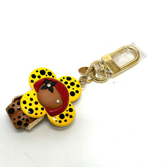 LOUIS VUITTON key ring M01146 Wood yellow Kusama Yayoi Collaboration LV x YK Keychain Vivienne Infinity Dot Women Secondhand Authentic